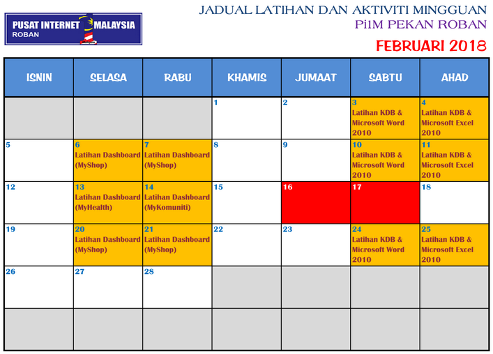 JADUAL FEB18