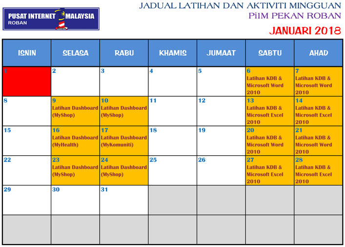 JADUAL JAN18