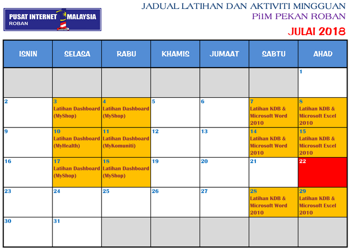 JADUAL JUL18