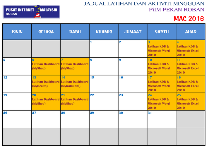 JADUAL MAC18